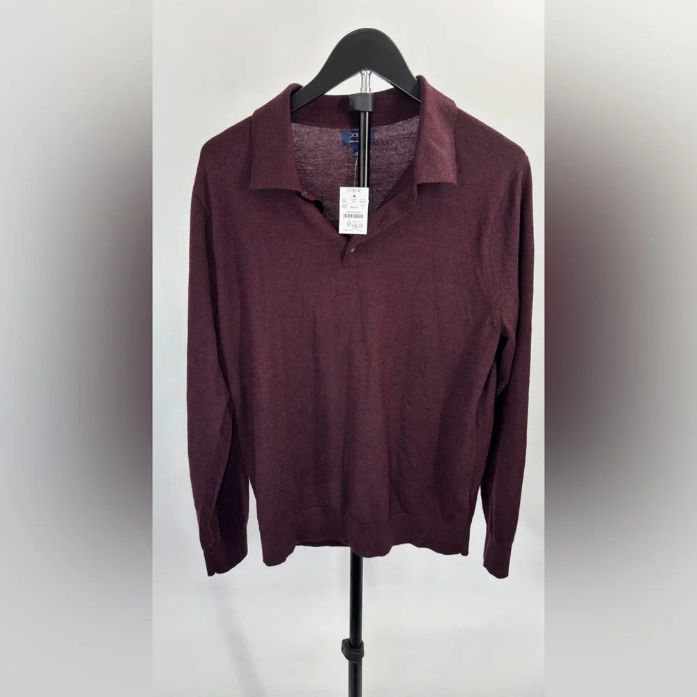 J.Crew Merino wool-blend sweater-polo Rust Grape